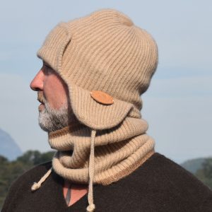 Bonnet cache oreille en laine de chameau - Artisans mongols